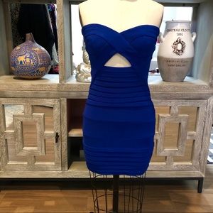 Cobalt Blue Strapless Mini Bodycon Dress